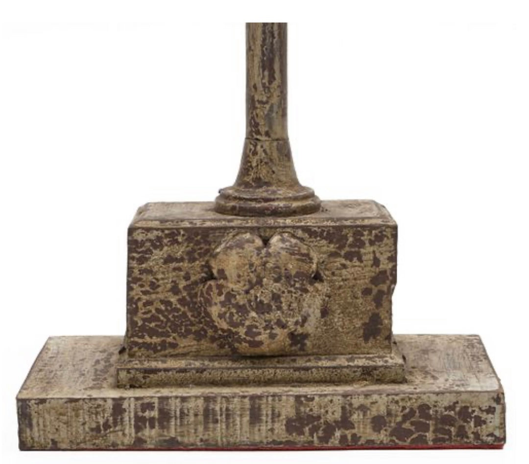 Vintage Large Composite Faux Painted Lamps with Floral Medallions, Pair