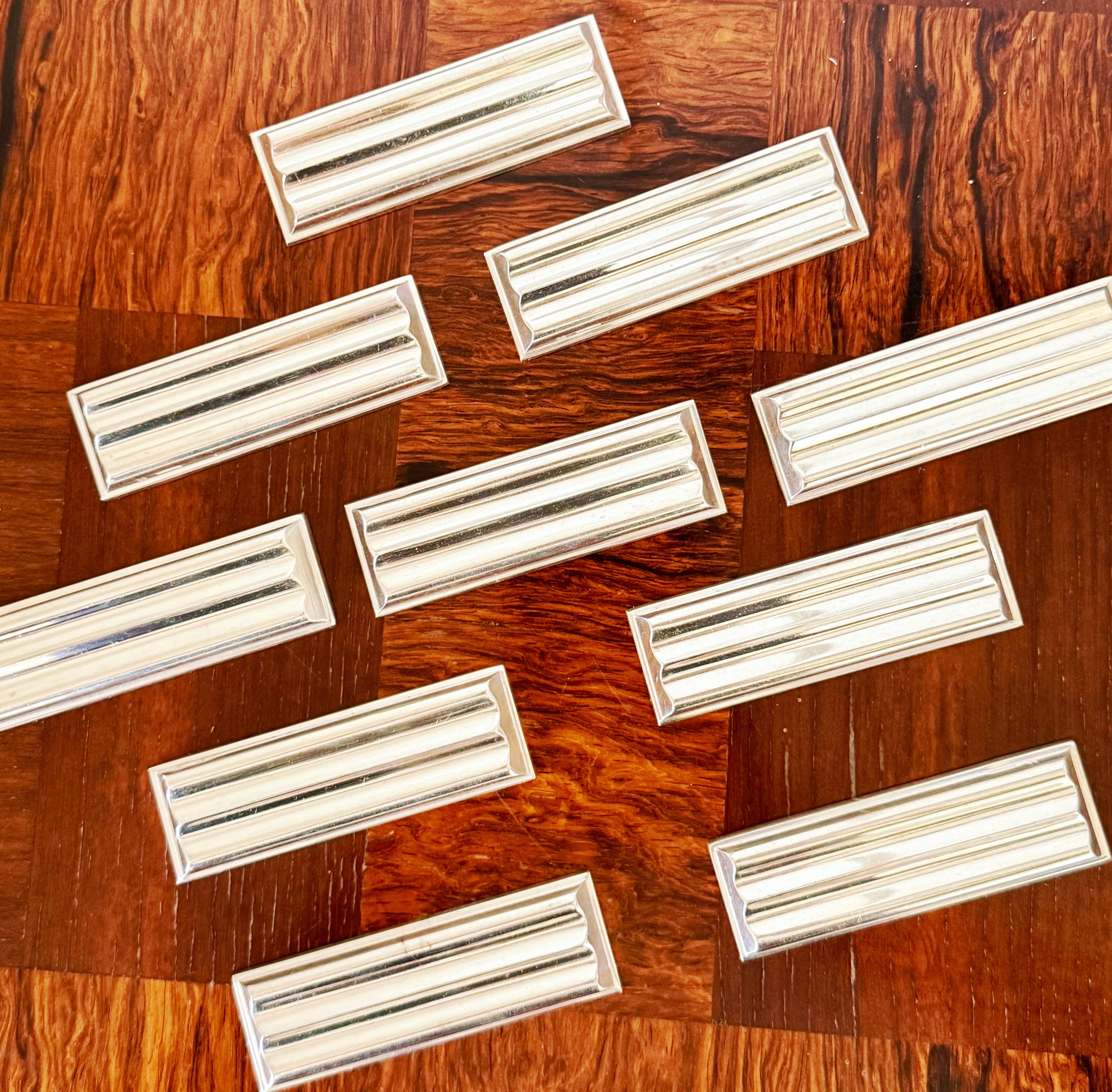 Christofle Luc Lanel Art Deco Silverplate Knife Rests, Set of 10