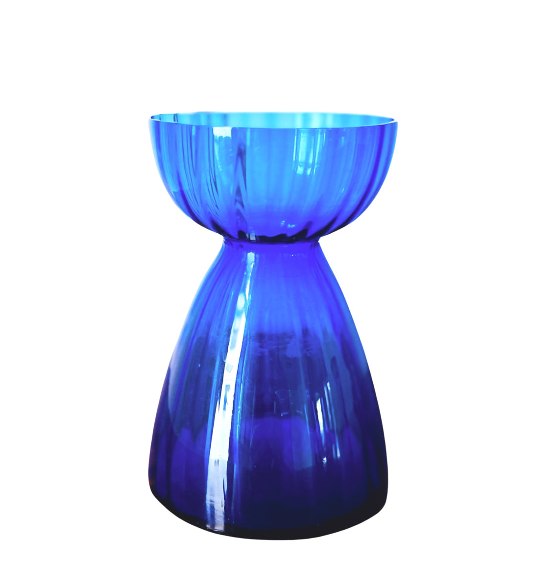 Vintage Ribbed Glass Bulb Forcer, Light Cobalt Gray Antiques