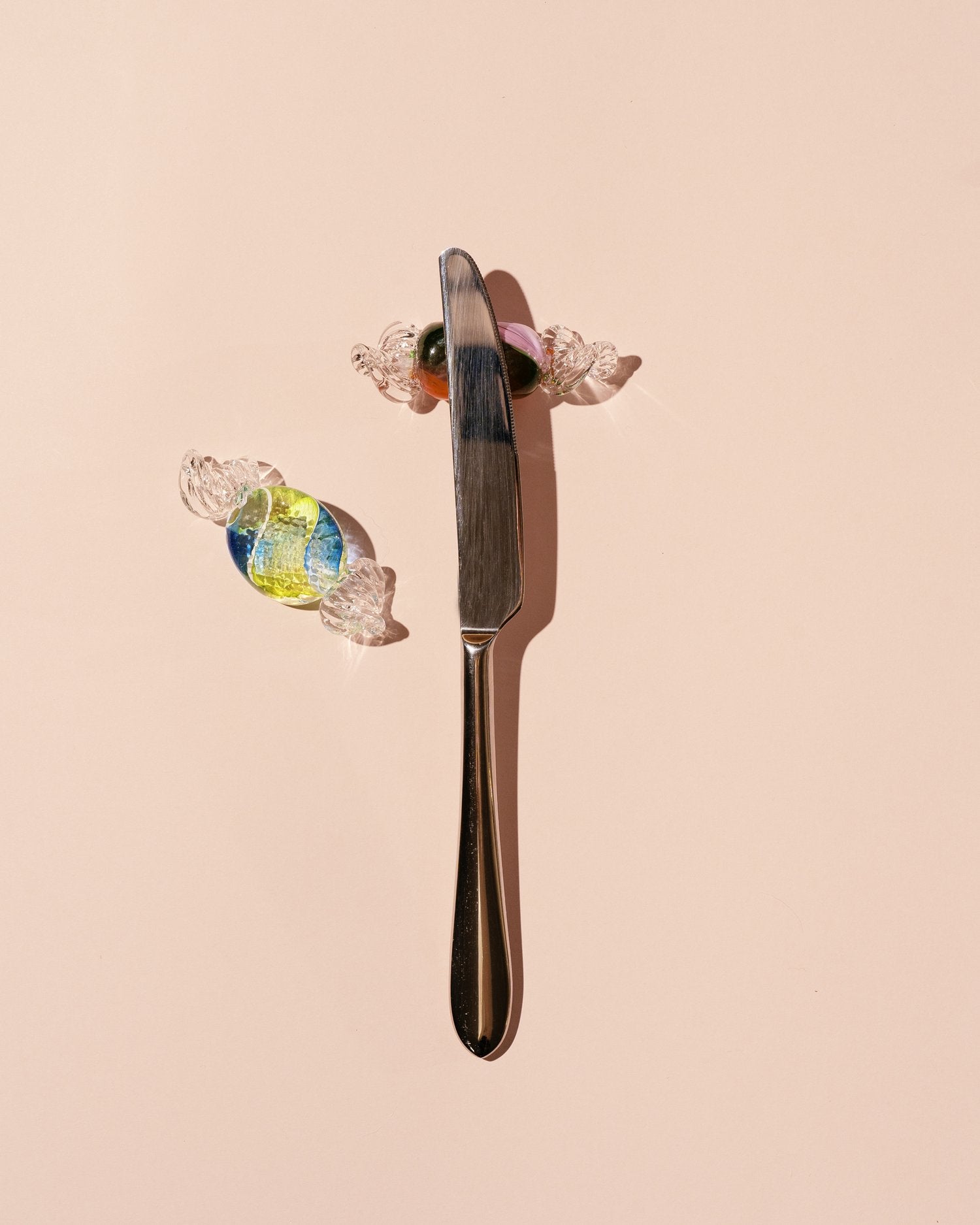 Handblown Crystal Candy Form Cutlery Rests by Lucie Claudia Pordrabska, Set of 2 (4 Sets Requested)
