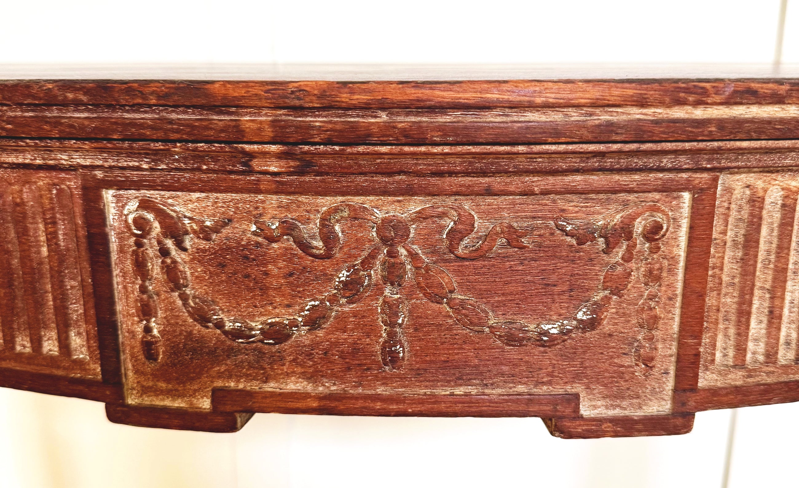 Antique Carved Painted Demilune Table