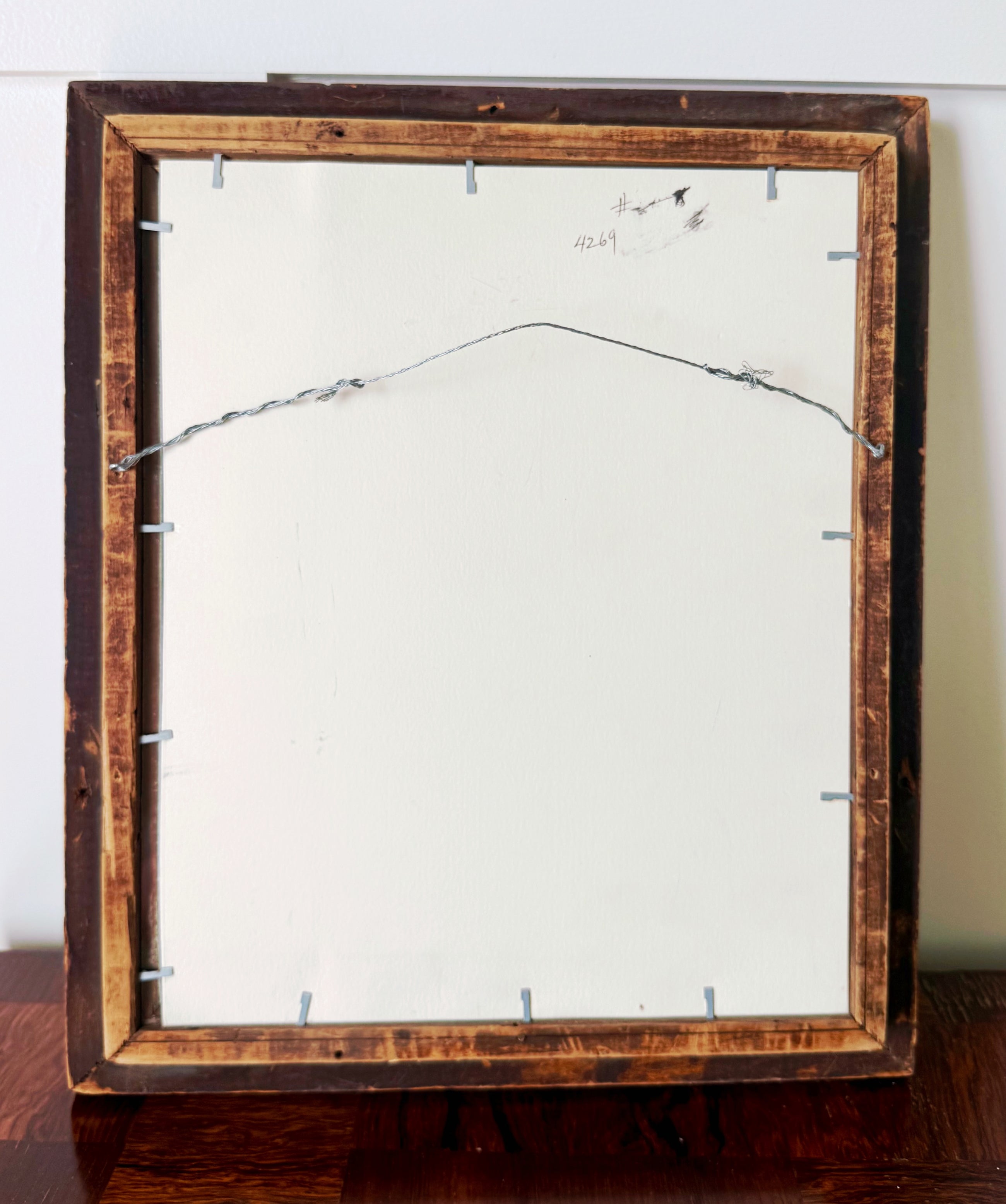 Antique French Engraving of Pear Specimens in Vintage Frame with Inlay