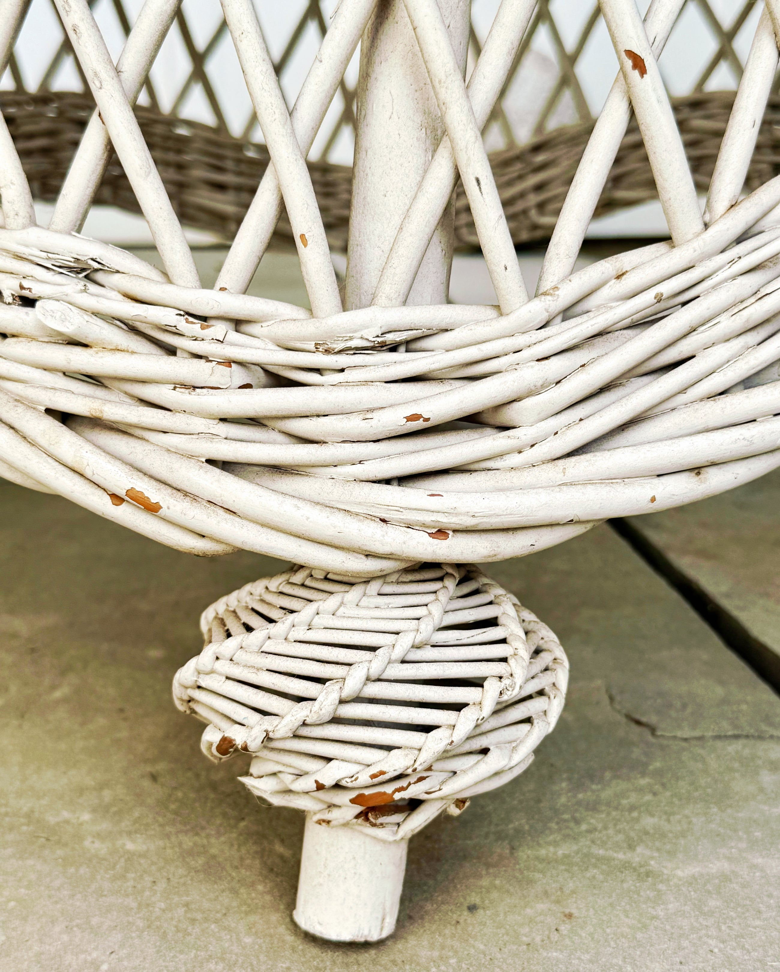 Vintage Painted Wicker Side Tables, Pair