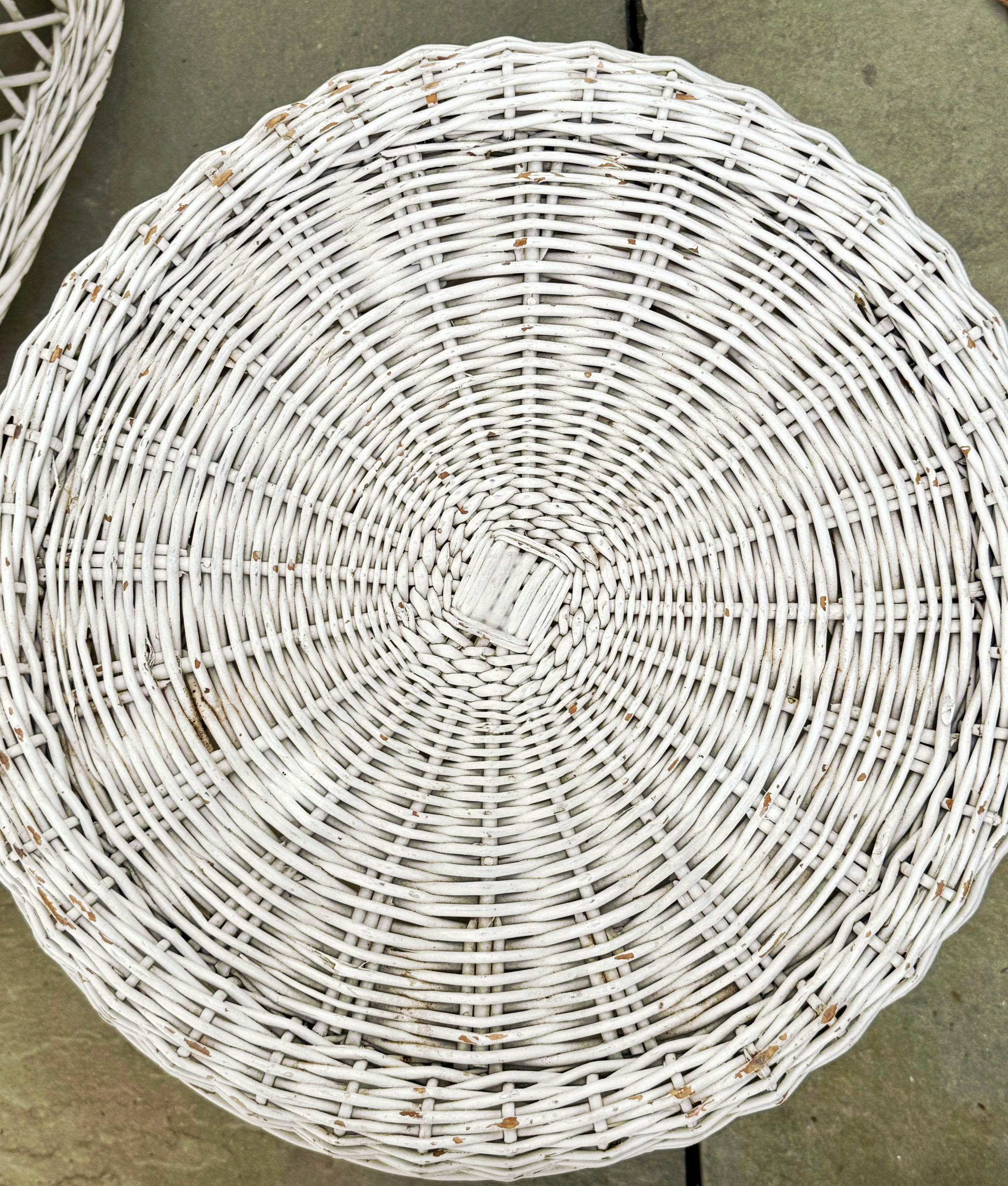 Vintage Painted Wicker Side Tables, Pair