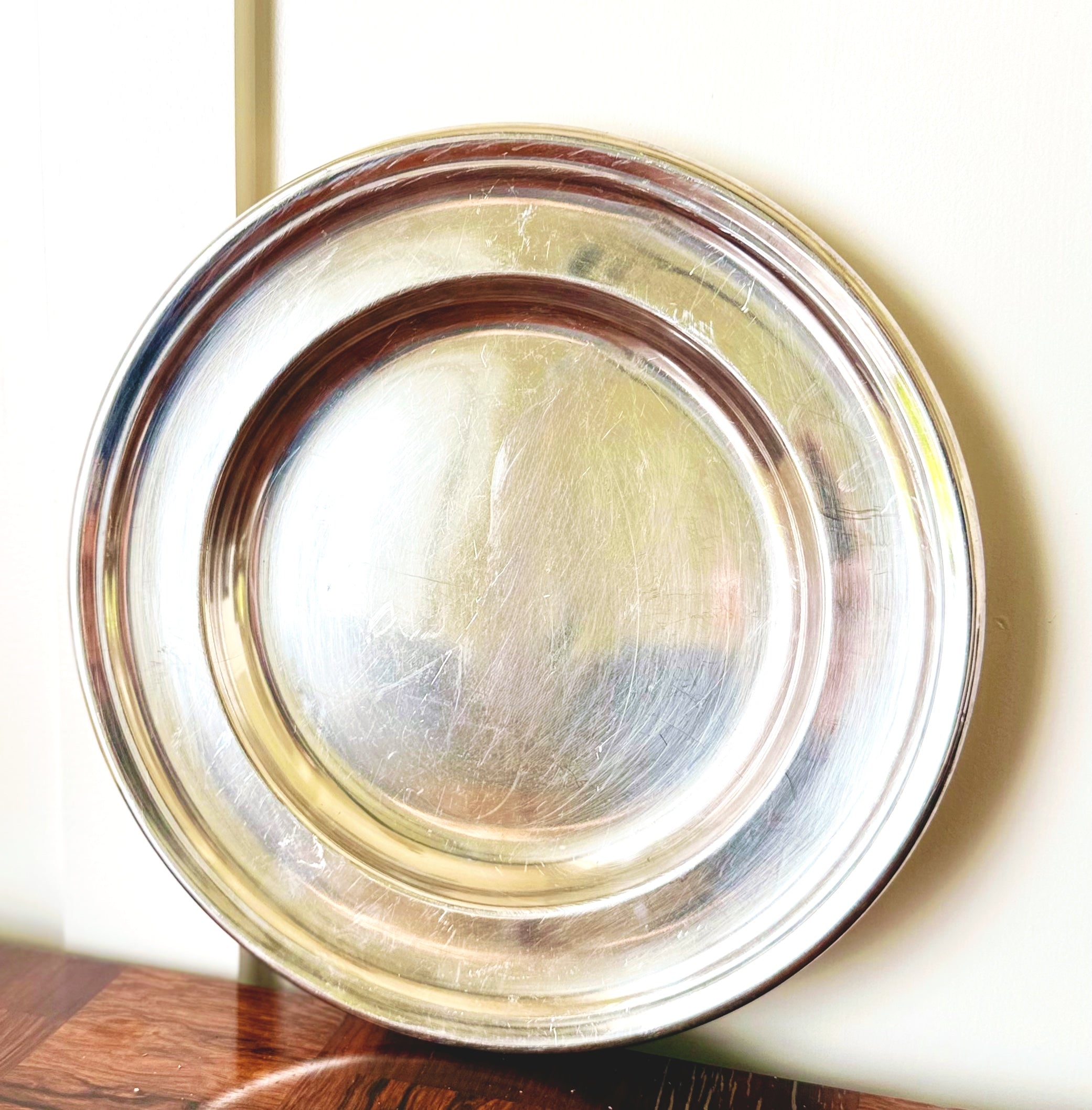 Vintage Hotel Silver Serving Tray, Medium