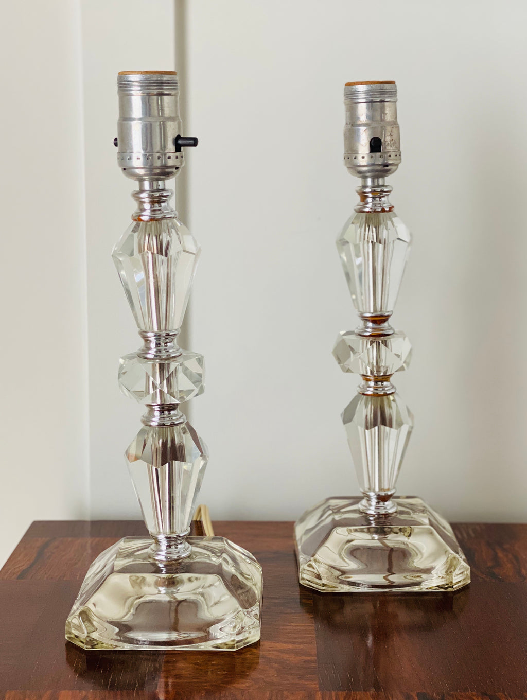 Crystal Table Lamps, Pair