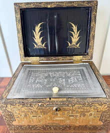 Antique Chinese Gold and Black Lacquered Document Box