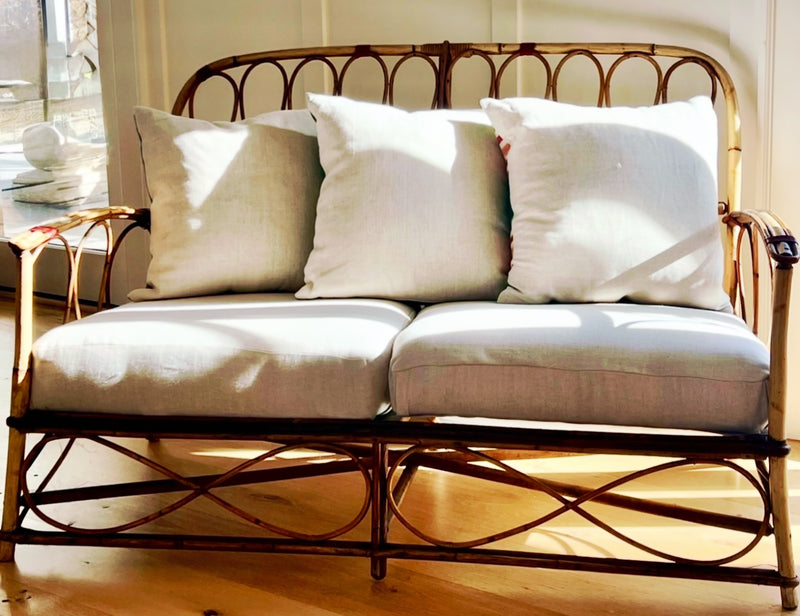 Vintage French Rattan and Cane Settee