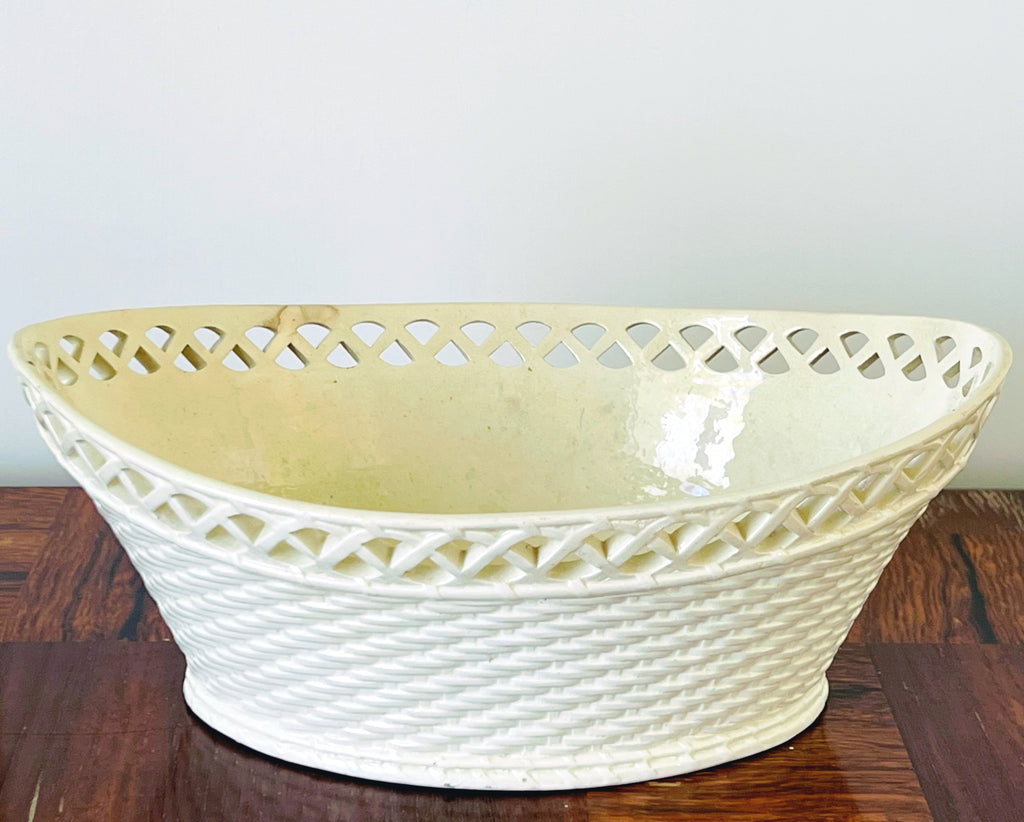 Antique French Creamware Basket