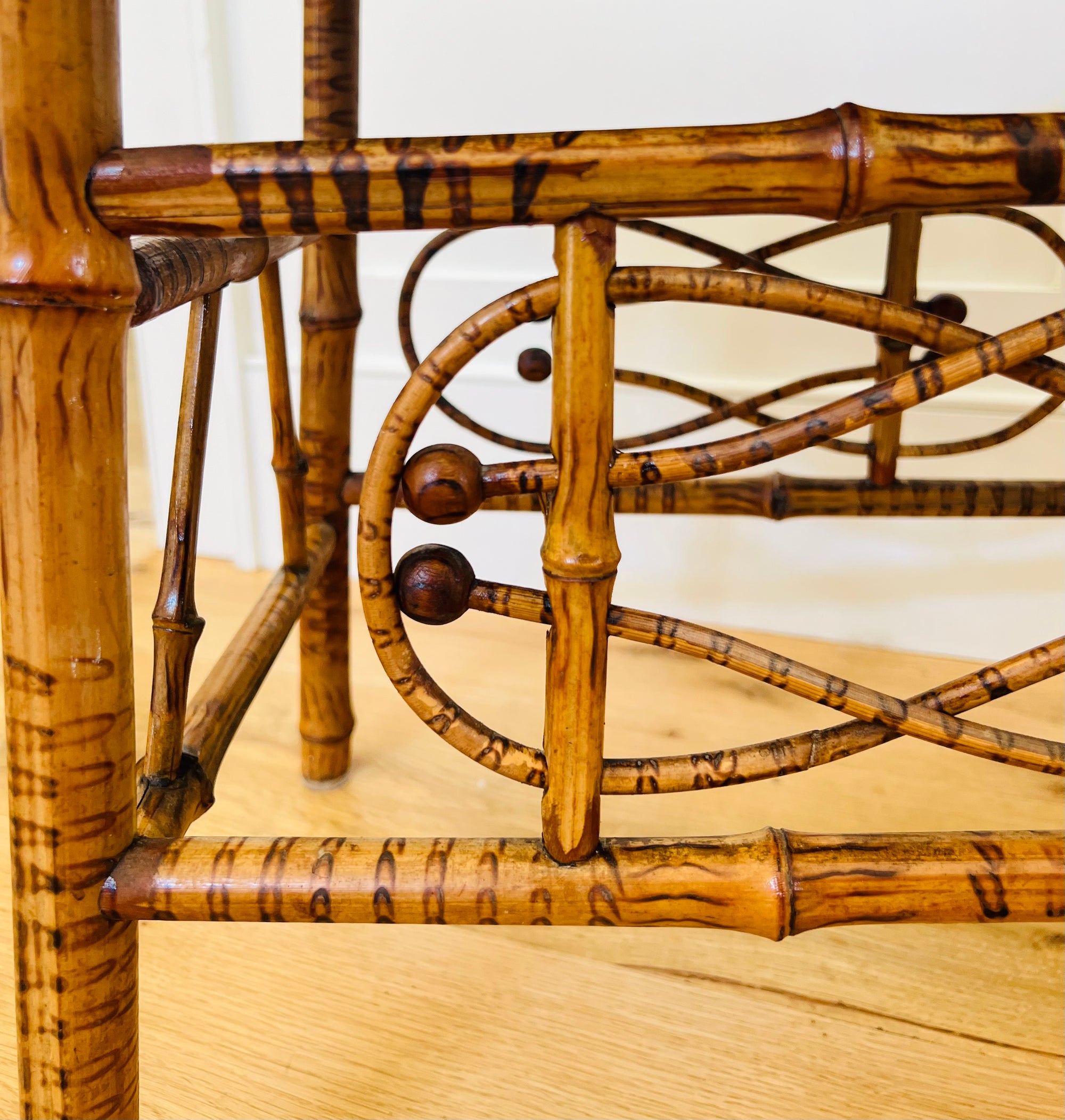 Antique English Bamboo Thebes Stool, c. 1920s