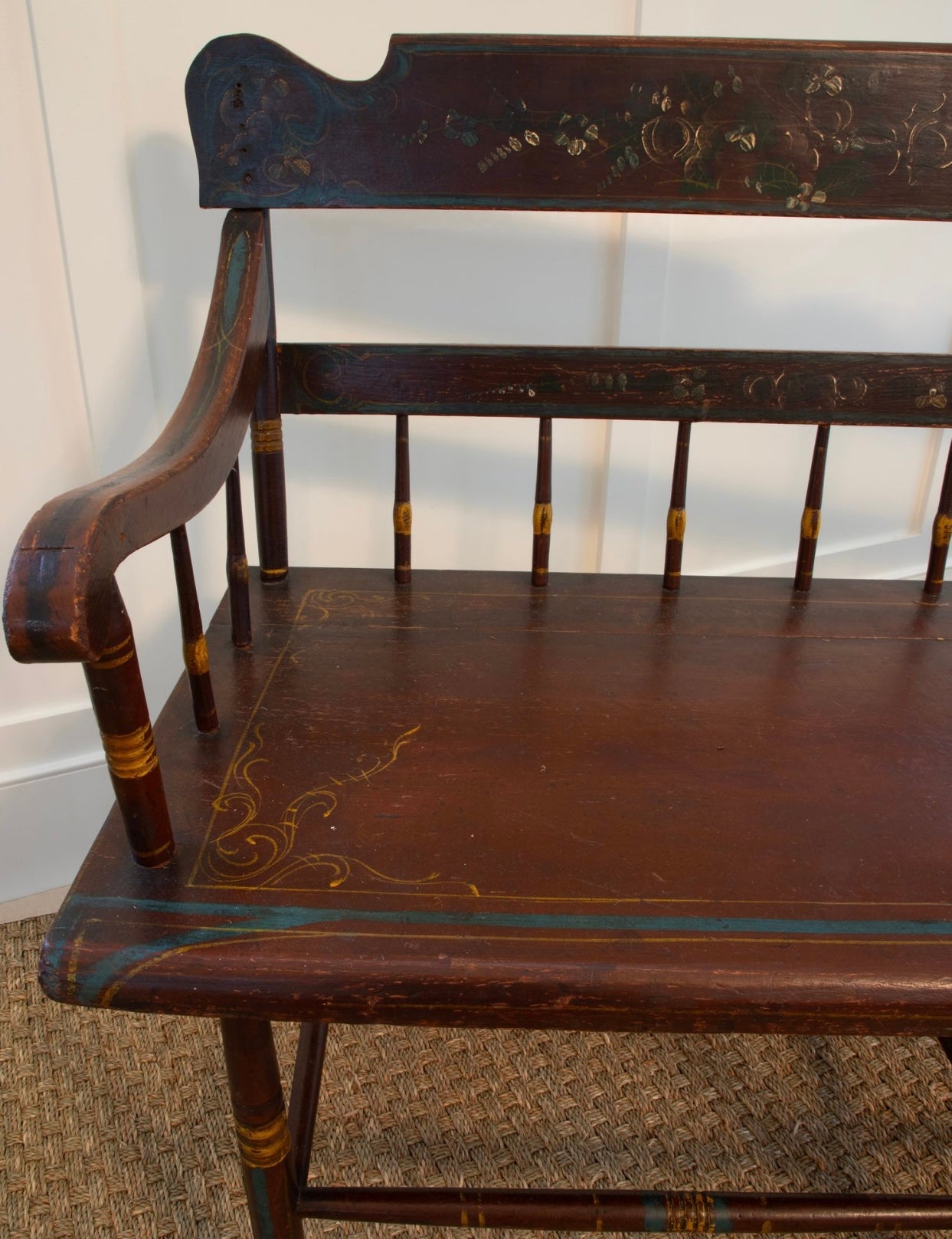 Antique American Painted Bench, circa 1830s