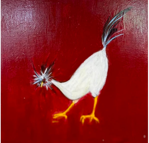 "Crested Chicken" by Jane Bevans, Acrylic on Board