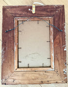 Vintage Oil Painting of European Seaside Village in Carved Wood Frame