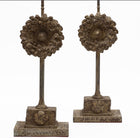 Vintage Large Composite Faux Painted Lamps with Floral Medallions, Pair