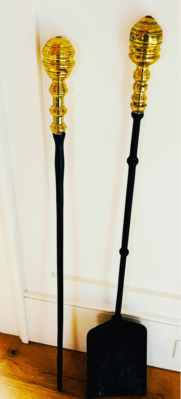 English Fireplace Tool Set with Brass Handles