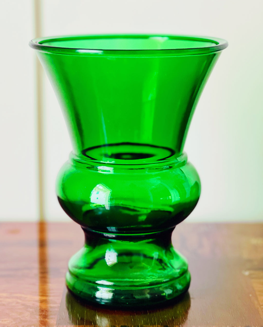 Vintage Green Glass Urn Vase