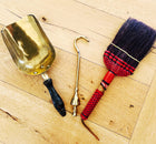 Antique English Brass Log Bucket and Accessories