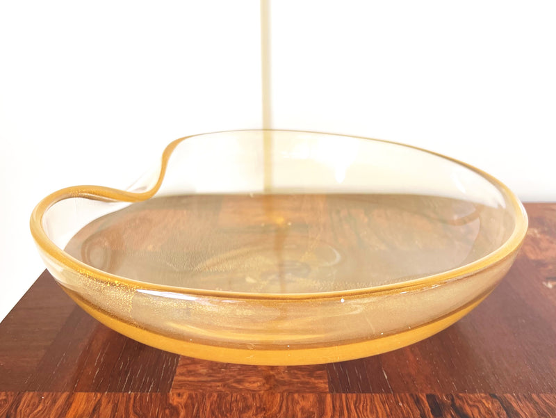 Vintage Large Glass "Thumbprint" Bowl in 24k Goldleaf by Elsa Peretti for Tiffany & Co