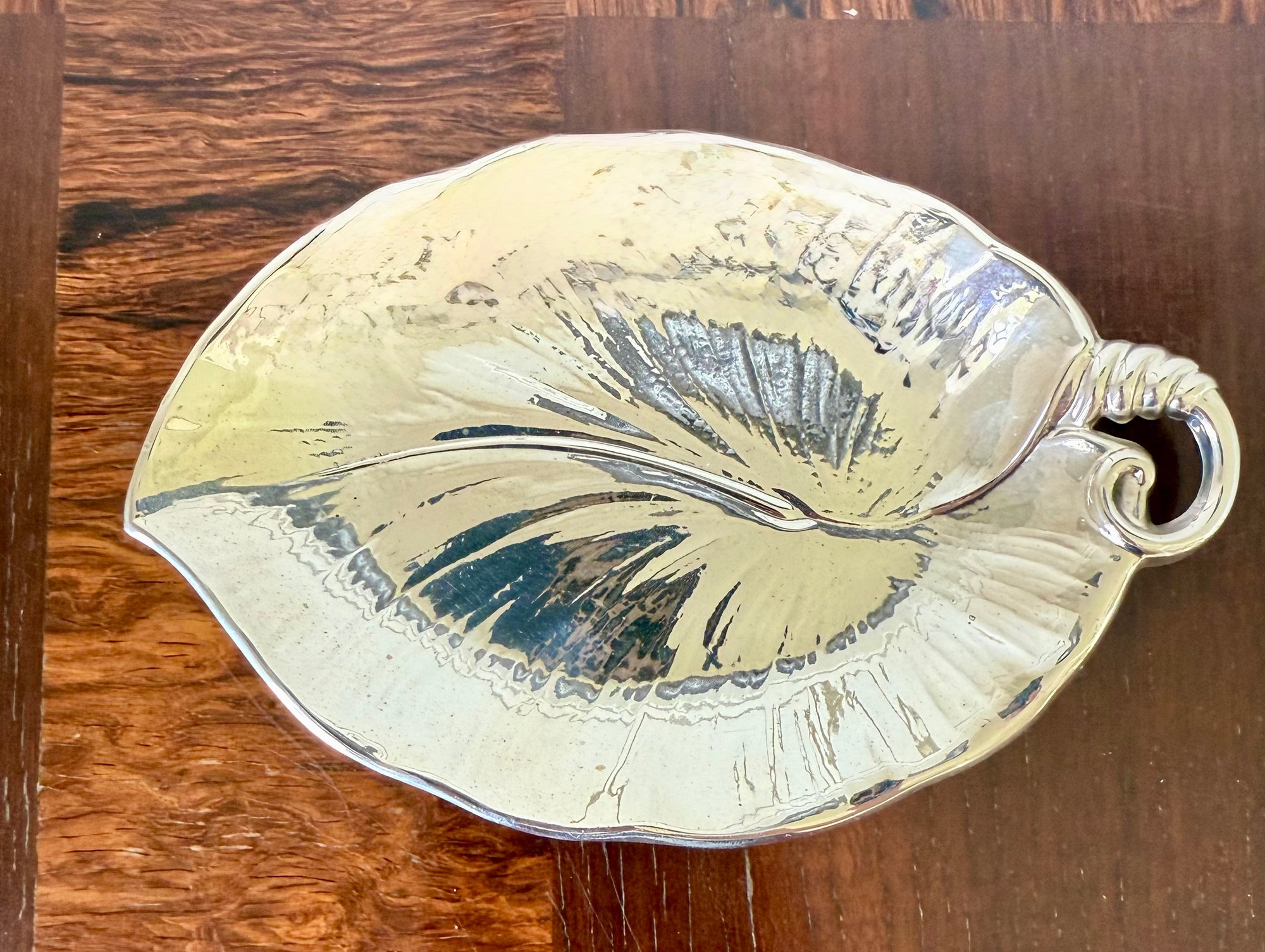 Vintage Sterling Trinket Dish in Leaf Form
