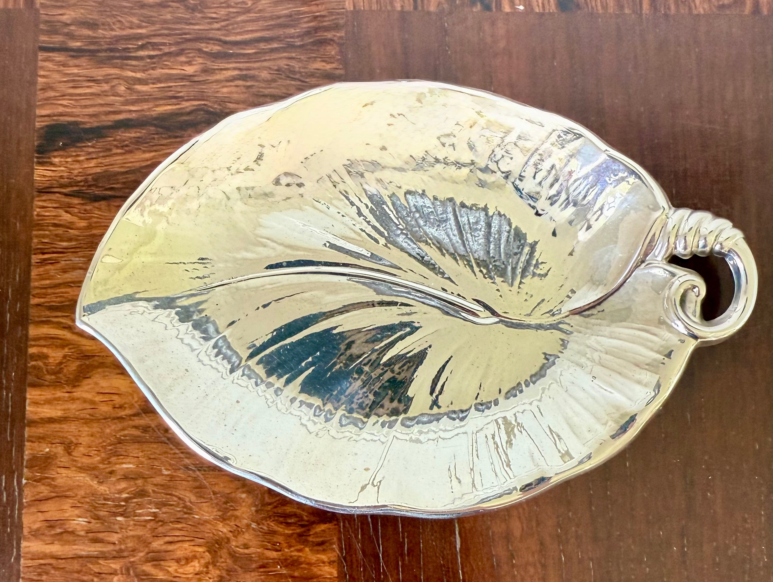 Vintage Sterling Trinket Dish in Leaf Form