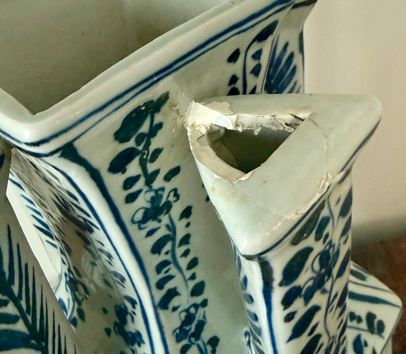 Chinese Export Blue and White Vase with Four Arms