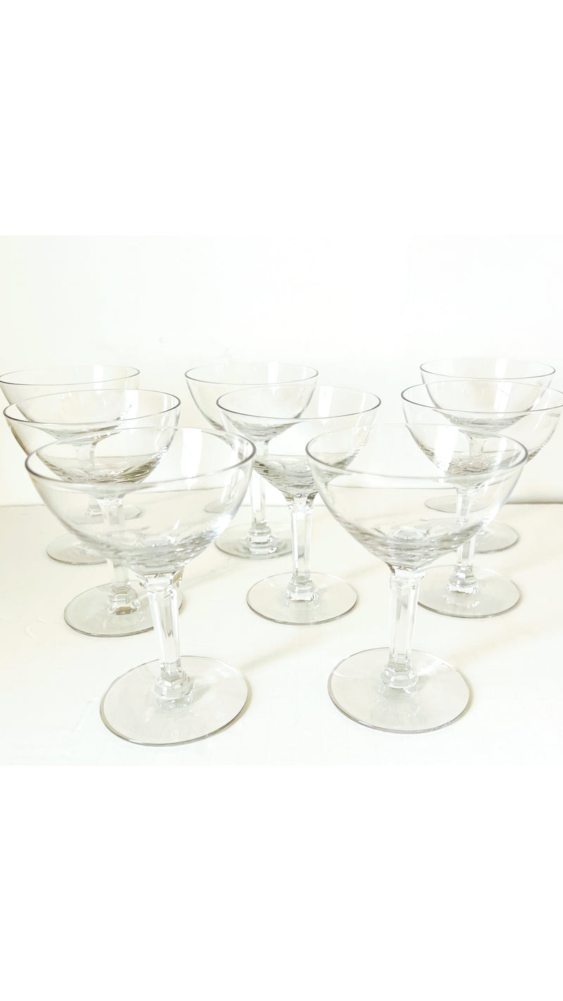 Vintage Crystal  Champagne Coupes, Set of 8