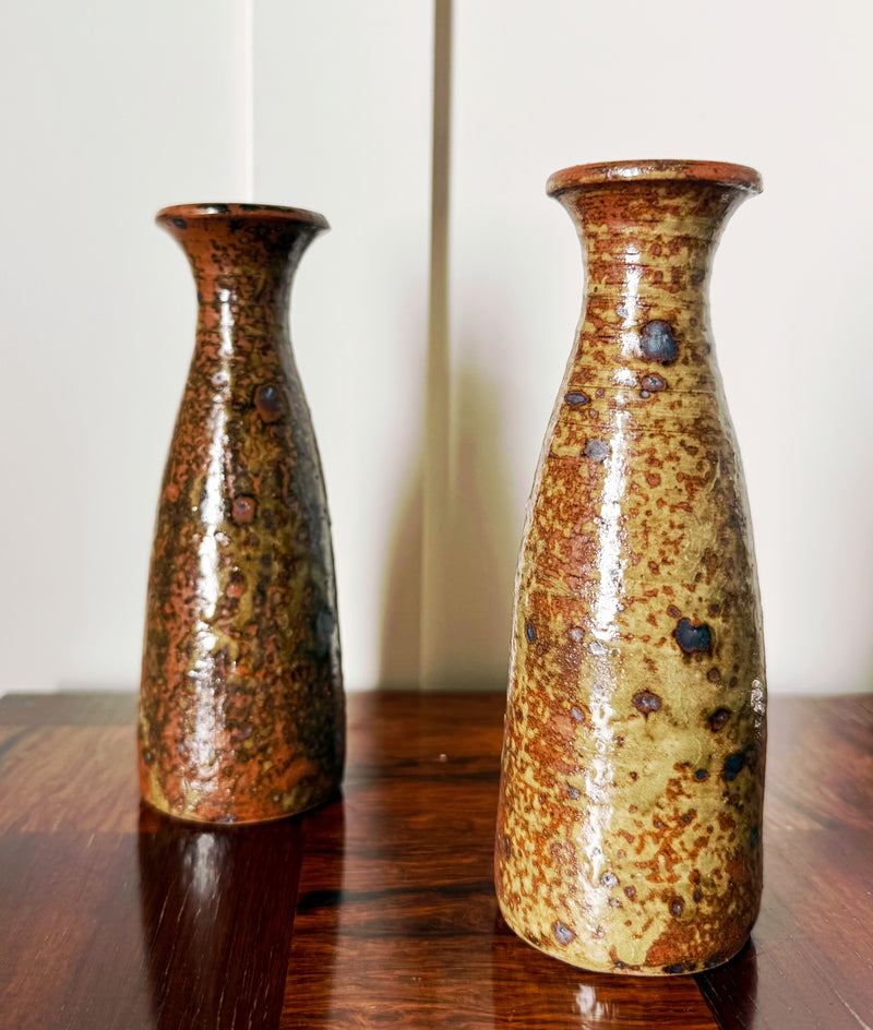 Vintage Japanese Pottery Vases, Pair