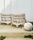 Vintage Painted Wicker Side Tables, Pair