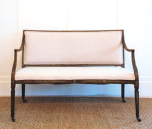 Antique George III Painted Settee with Linen Upholstey