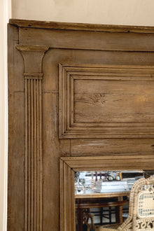 Antique French Large Painted Wood Mirror with Carved Column Detail