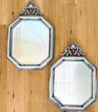 Antique European Pewter Octagonal Frame Mirrors, Pair