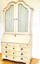 Gustavian Cream Paint Secretary Cabinet