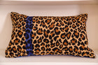 Vintage Leopard Needlepoint Pillow, Royal Blue