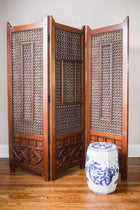 English Victorian Walnut Three Panel Screen