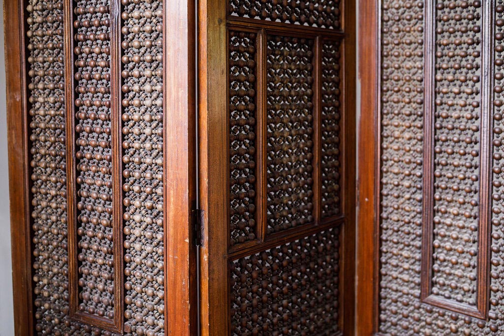 English Victorian Walnut Three Panel Screen