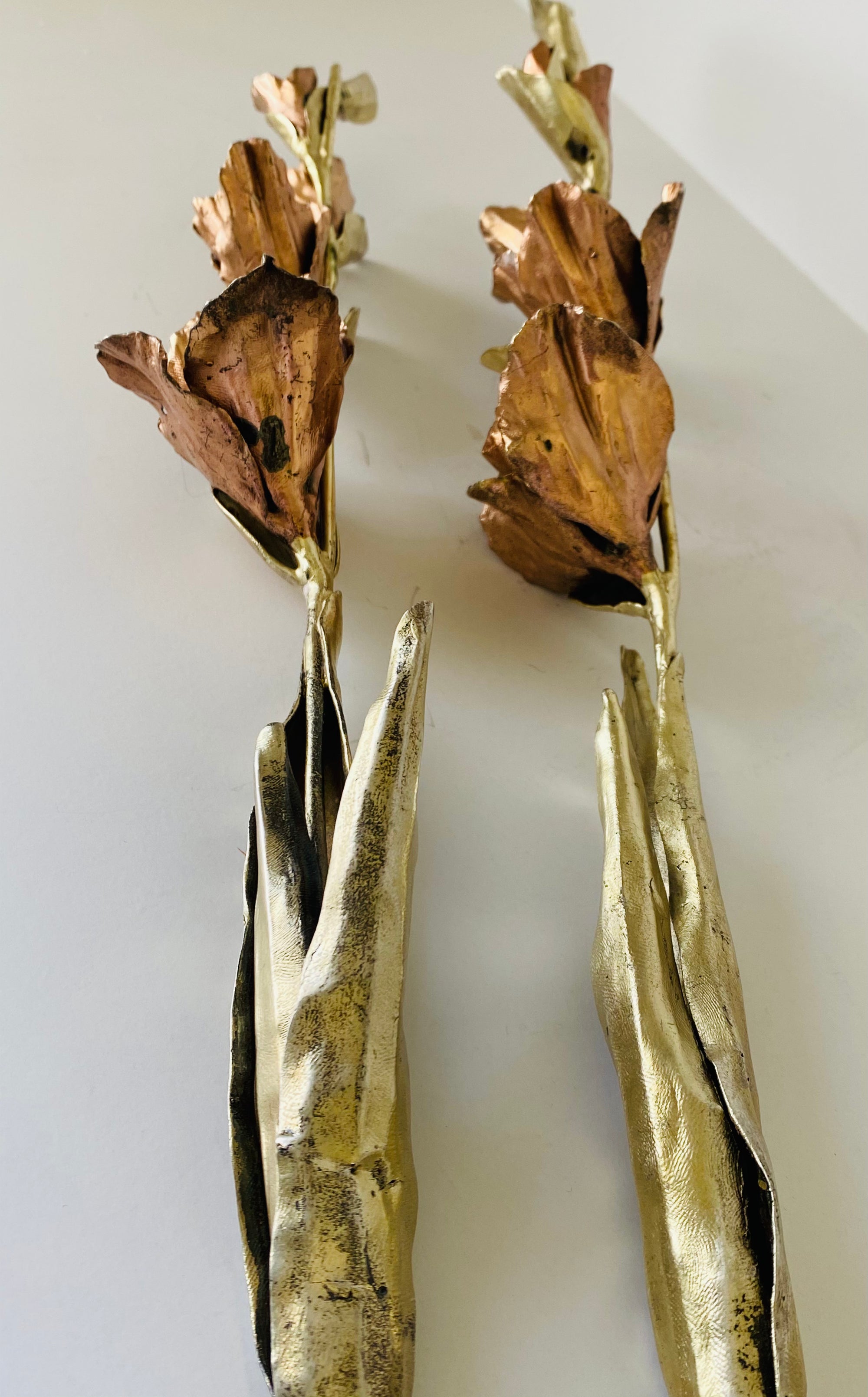 Cartier Sterling Gilt Gladiolus Centerpieces, Pair