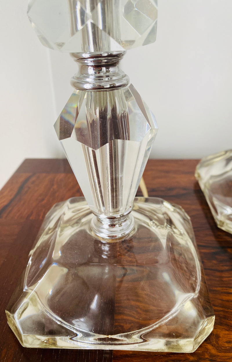 Crystal Table Lamps, Pair