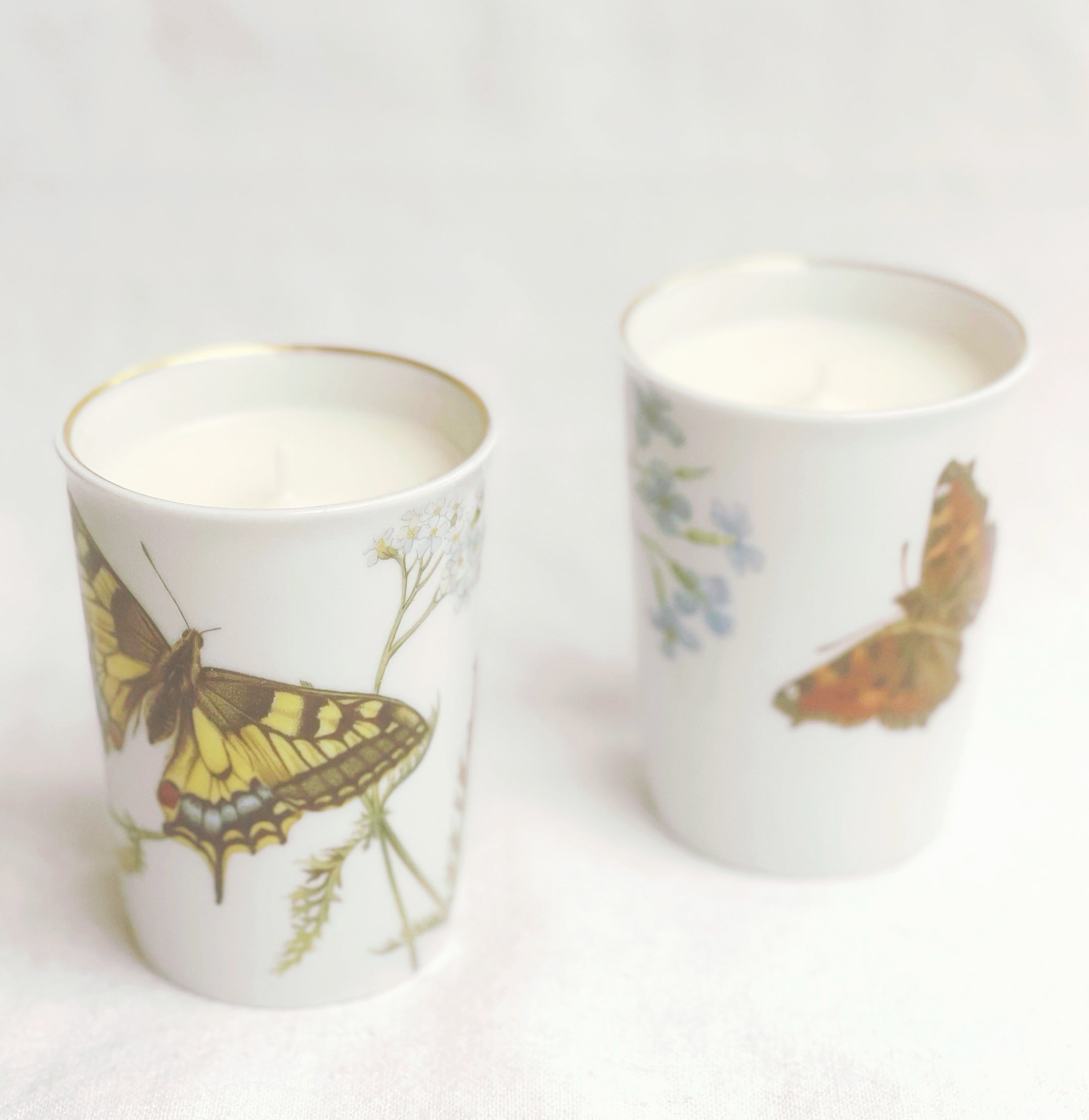 Limoges Handpainted Tumbler  Scented Candle in Cutting Garden, Pair