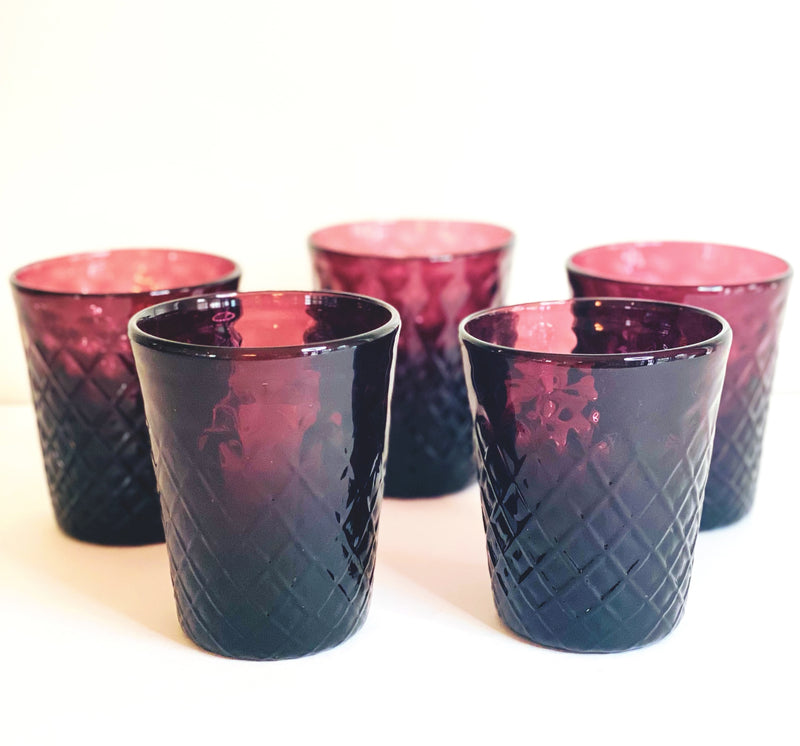 Murano Glass Amethyst Tumblers, Set of 5