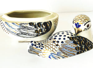 Italian Porcelain Lidded Box in Bird Motif