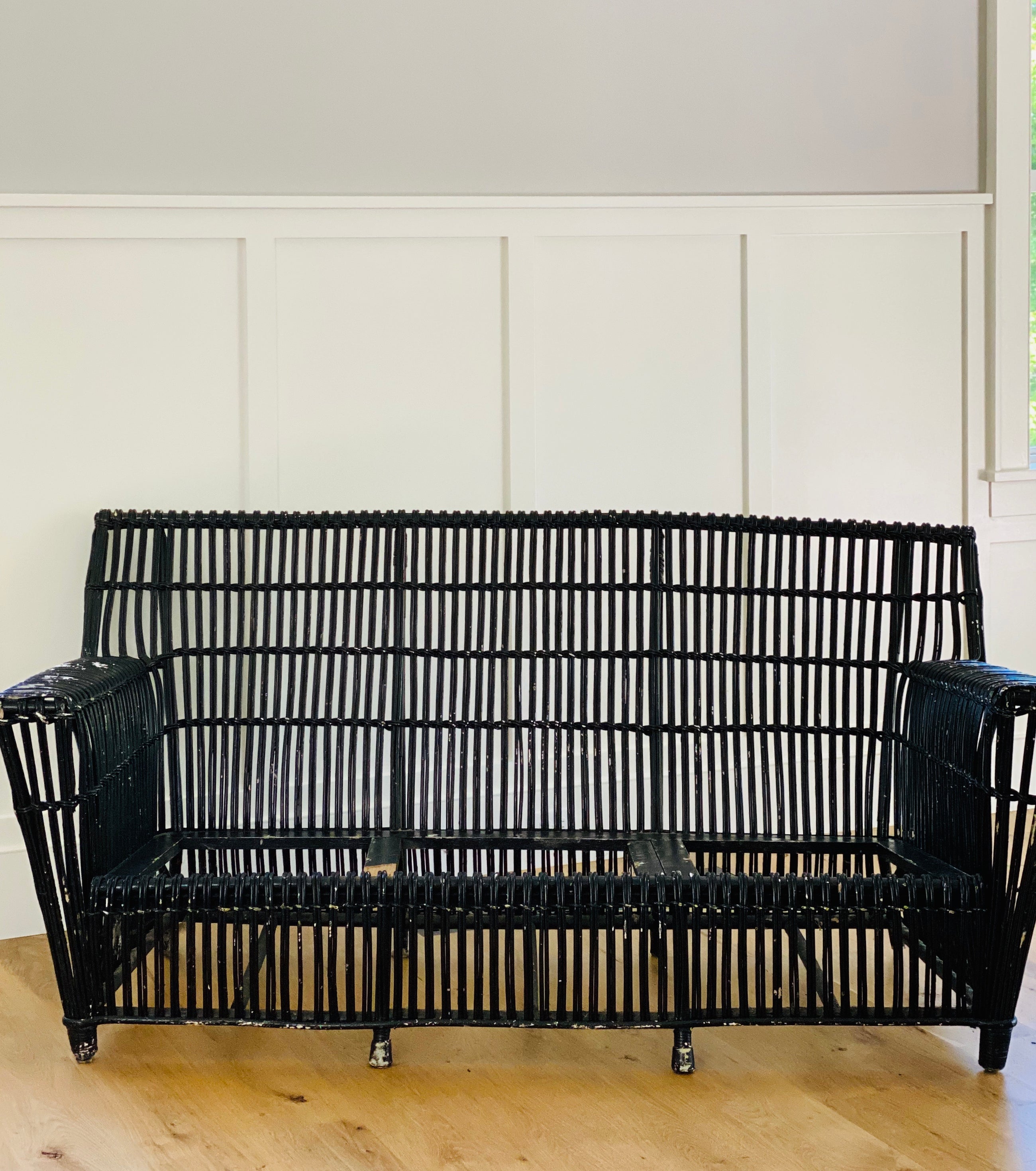 Antique Stick Wicker Sofa, c. 1920s