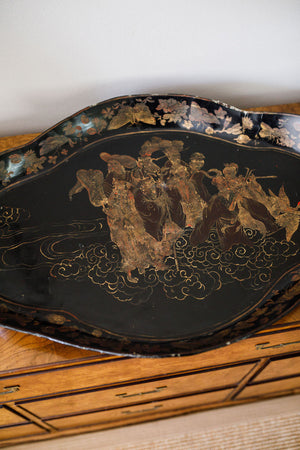 English Papier Mache and Lacquer Chinoiserie Tray